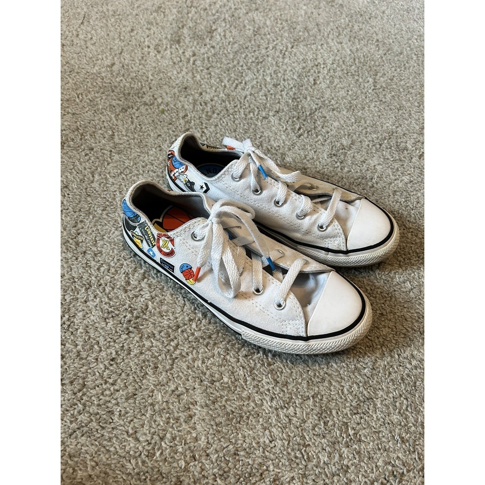 Converse Chuck Taylor Kids Boy All Star Logo White Canvas Low Top Sneakers Sz 3